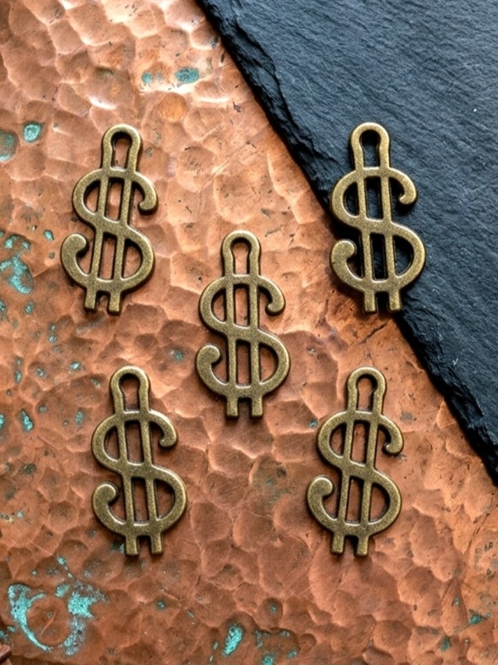 Vintage Antique Bronze Dollar Sign Charms Metal Currency Pendants DIY Jewelry, 5